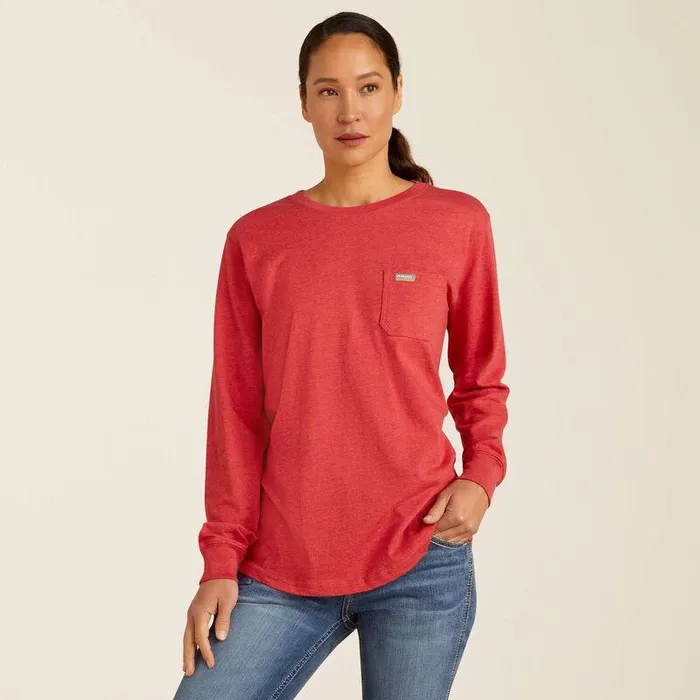 Women TShirts and Tops Ariat Rebar Cotton Strong Quality TShirt American Beauty Heather Women TShirts and Tops Ariat Rebar Cotton Strong Quality TShirt American Beauty Heather