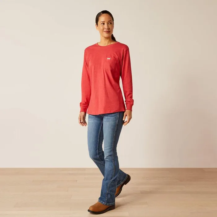 Women TShirts and Tops Ariat Rebar Cotton Strong Quality TShirt American Beauty Heather Women TShirts and Tops Ariat Rebar Cotton Strong Quality TShirt American Beauty Heather