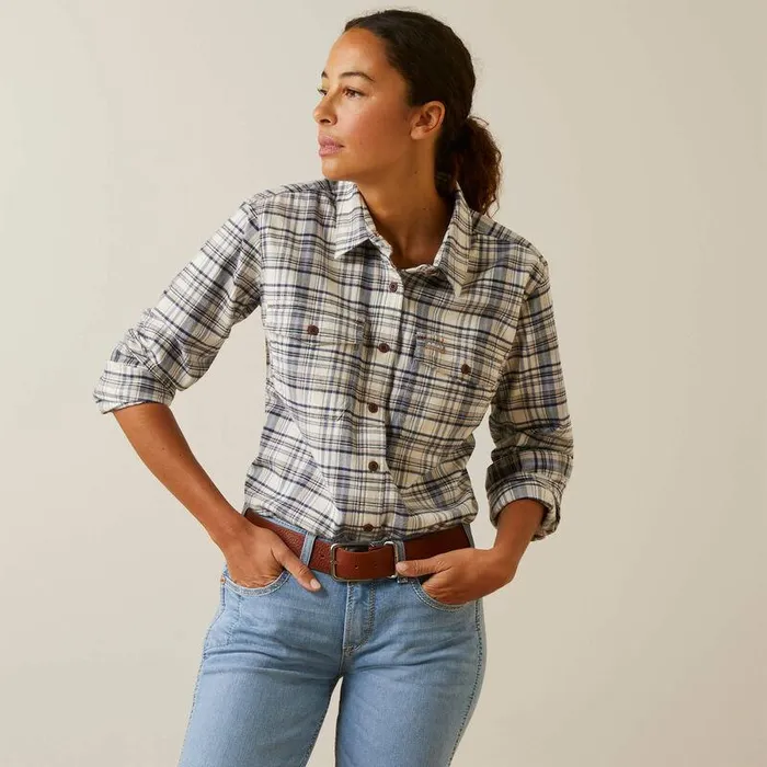 Women TShirts and Tops Ariat Rebar Flannel DuraStretch Work Shirt String Plaid