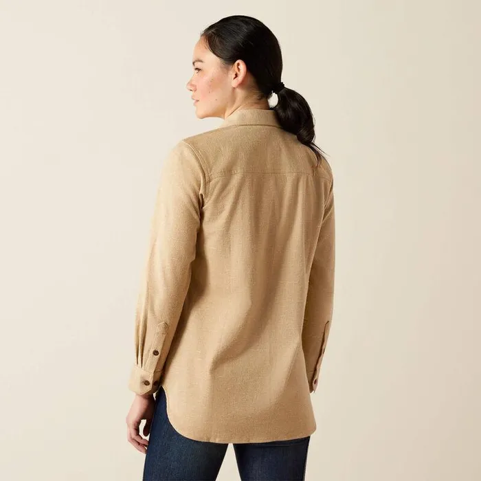 Women TShirts and Tops Ariat Rebar Flannel Tunic Oatmeal Heather