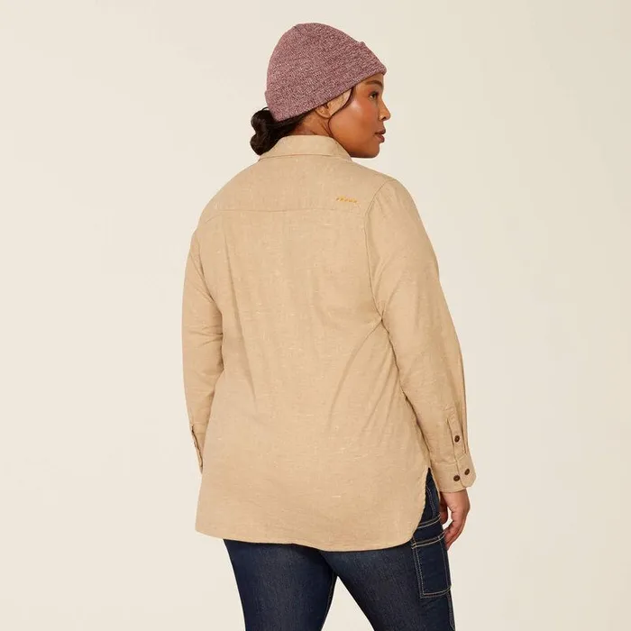 Women TShirts and Tops Ariat Rebar Flannel Tunic Oatmeal Heather