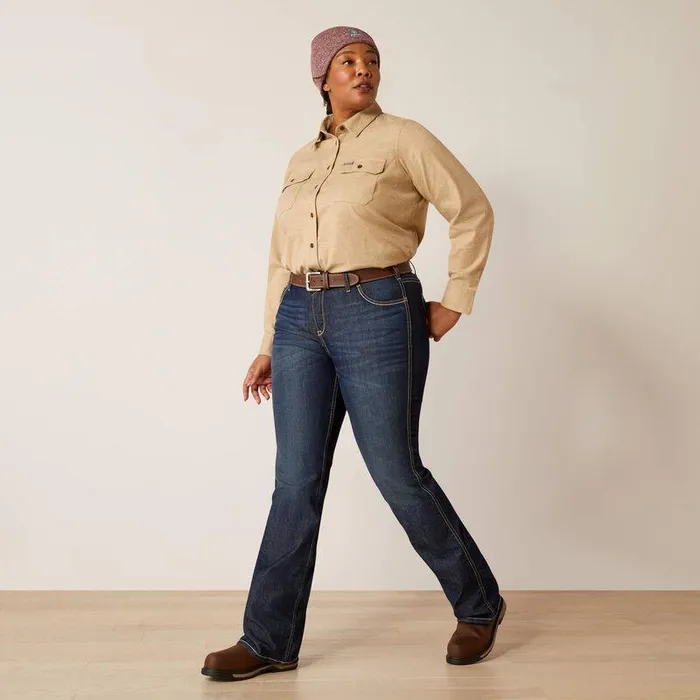Women TShirts and Tops Ariat Rebar Flannel Tunic Oatmeal Heather