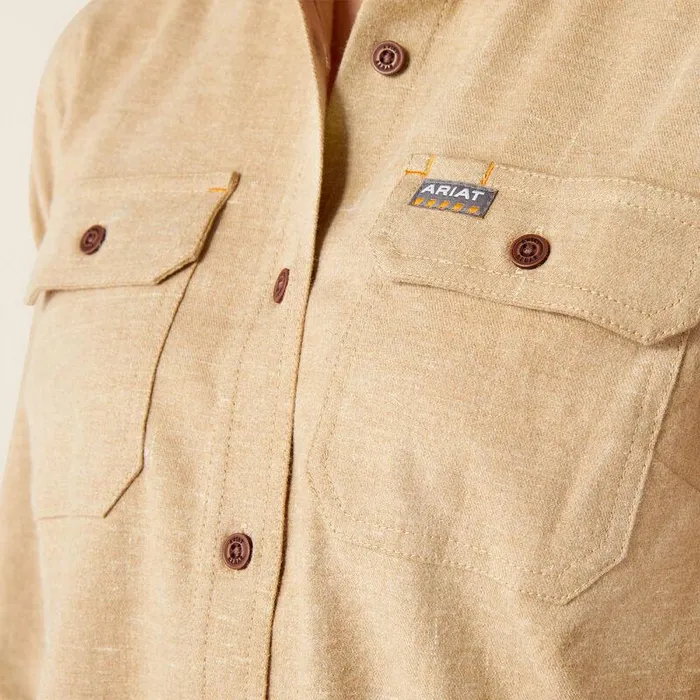 Women TShirts and Tops Ariat Rebar Flannel Tunic Oatmeal Heather