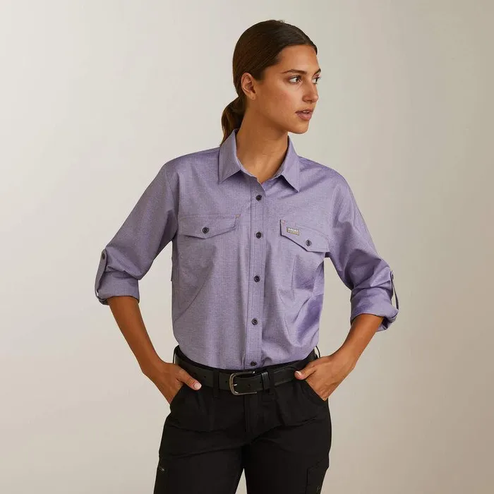 Women TShirts and Tops Ariat Rebar Made Tough VentTEK DuraStretch Work Shirt Corsicanblue Heather