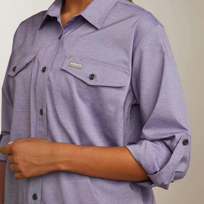 Women TShirts and Tops Ariat Rebar Made Tough VentTEK DuraStretch Work Shirt Corsicanblue Heather