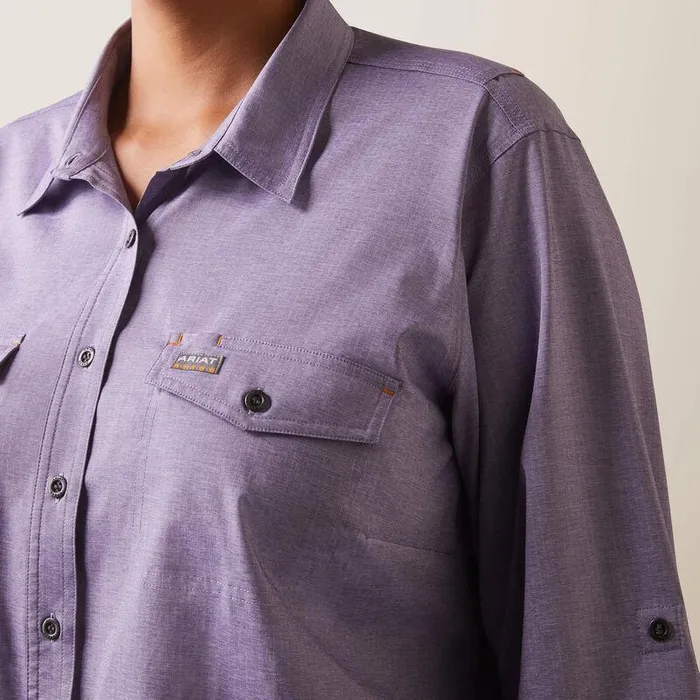 Women TShirts and Tops Ariat Rebar Made Tough VentTEK DuraStretch Work Shirt Corsicanblue Heather