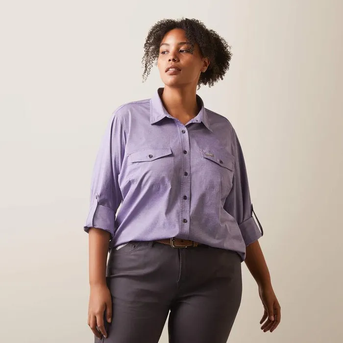 Women TShirts and Tops Ariat Rebar Made Tough VentTEK DuraStretch Work Shirt Corsicanblue Heather