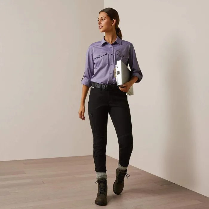Women TShirts and Tops Ariat Rebar Made Tough VentTEK DuraStretch Work Shirt Corsicanblue Heather