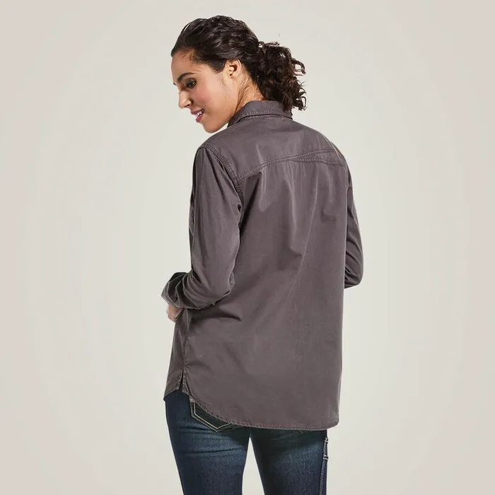 Women TShirts and Tops Ariat Rebar Washed Twill Work Shirt Rebar Grey