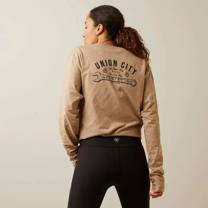 Women TShirts and Tops Ariat Rebar Workman Union City Oatmeal Heather