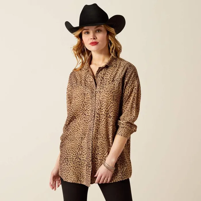 Women TShirts and Tops Ariat Relaxed Leopard Shirt Mole Leopard Print
