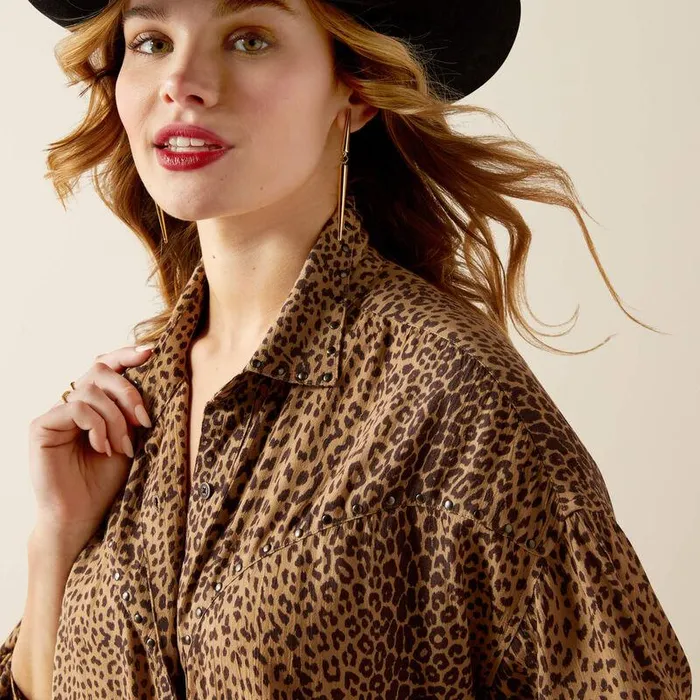 Women TShirts and Tops Ariat Relaxed Leopard Shirt Mole Leopard Print