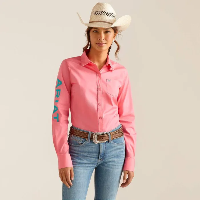 Women TShirts and Tops Ariat Team Kirby Stretch Shirt Camellia Rose
