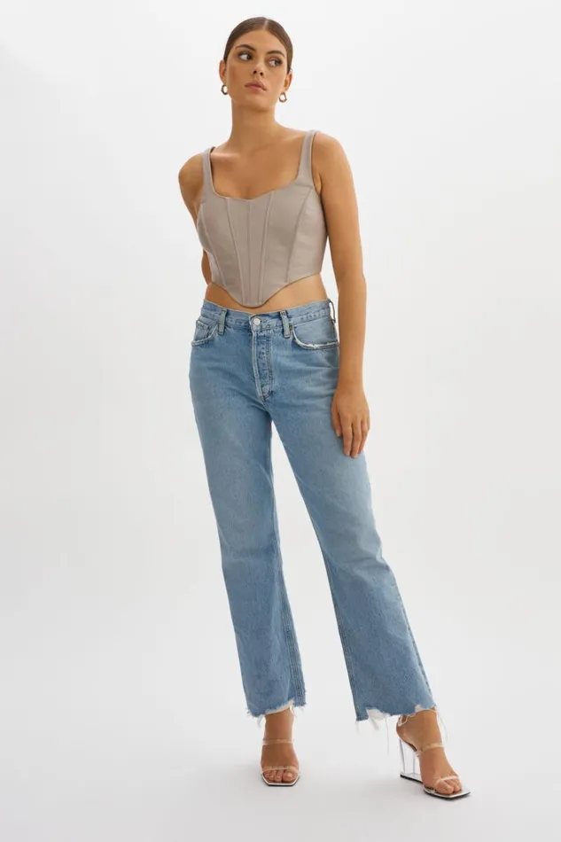 Women TABIA Leather Corset Top Stone 23 LAMARQUE Tops