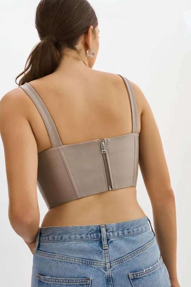 Women TABIA Leather Corset Top Stone 23 LAMARQUE Tops