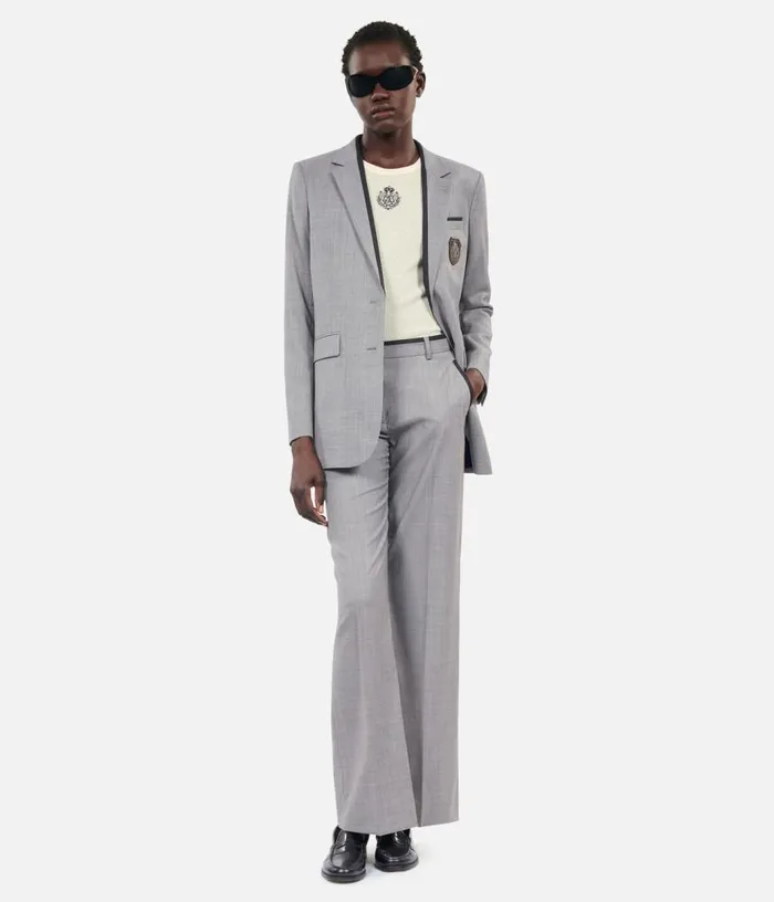 Women Taupe Wool Suit Jacket THE KOOPLES Blazers and Suits