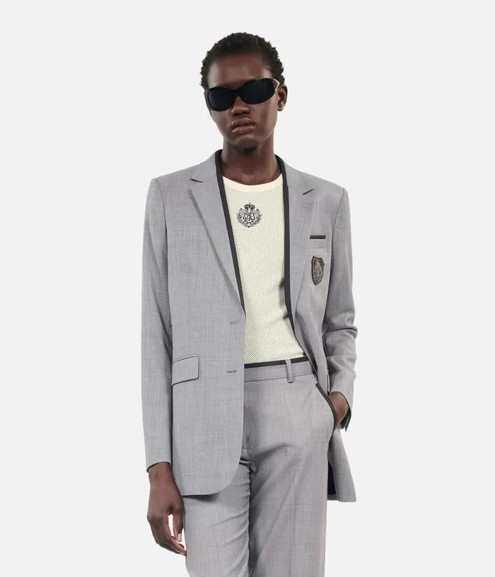 Women Taupe Wool Suit Jacket THE KOOPLES Blazers and Suits