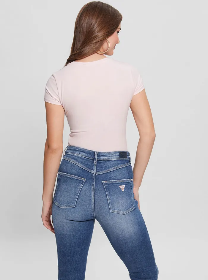 Women Tees and Tanks GUESS Eco Pink Crystal Logo Tshirt