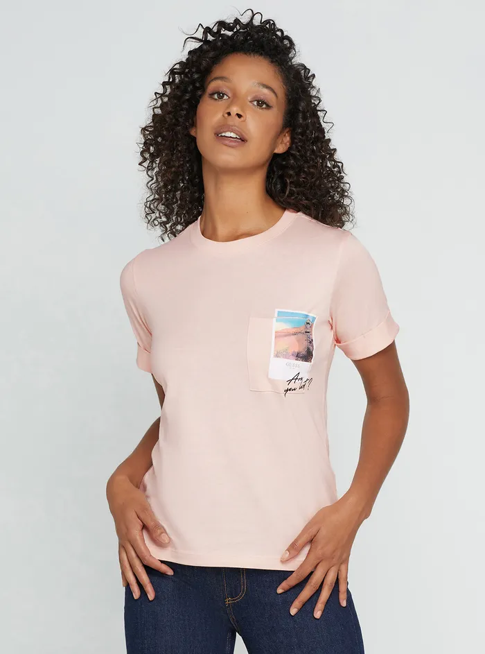 Women Tees and Tanks GUESS Eco Pink Gisela Tshirt