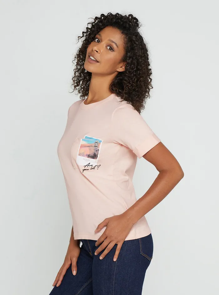 Women Tees and Tanks GUESS Eco Pink Gisela Tshirt