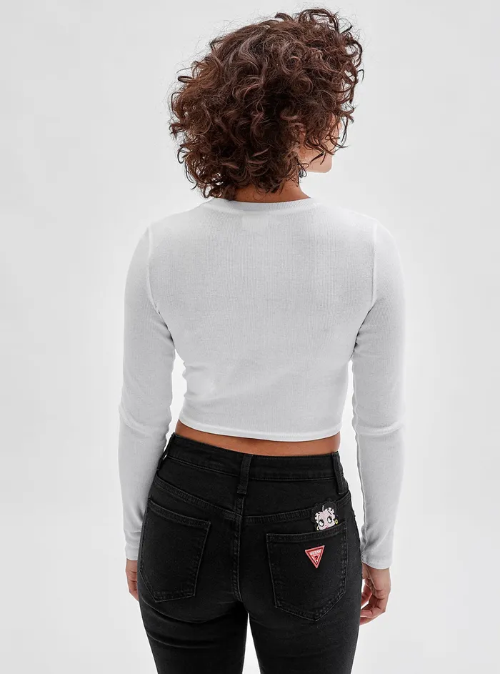 Women Tees and Tanks GUESS Guess Originals X Betty Boop White Ribbed Tshirt