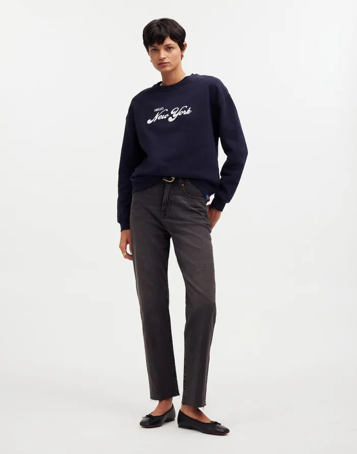 Women Tees Madewell KULE Oversized Hello New York Sweatshirt Navy