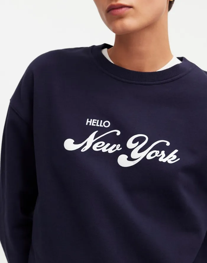 Women Tees Madewell KULE Oversized Hello New York Sweatshirt Navy