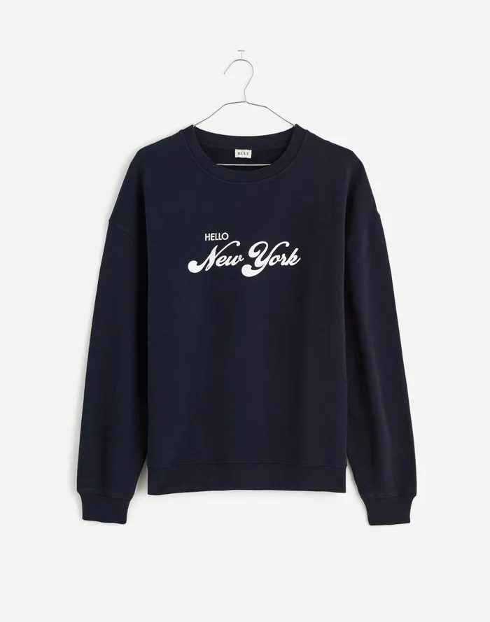 Women Tees Madewell KULE Oversized Hello New York Sweatshirt Navy