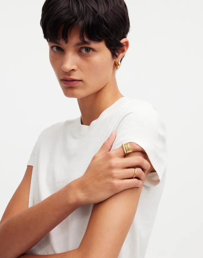 Women Tees Madewell Premium Standard 01 The Shrunken Tee Eyelet White