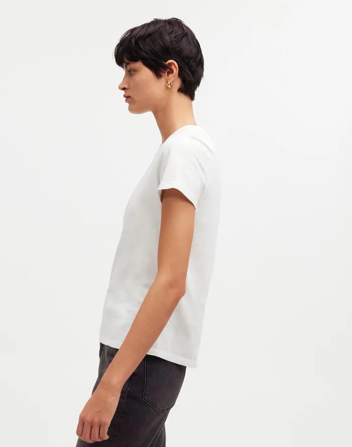 Women Tees Madewell Premium Standard 01 The Shrunken Tee Eyelet White