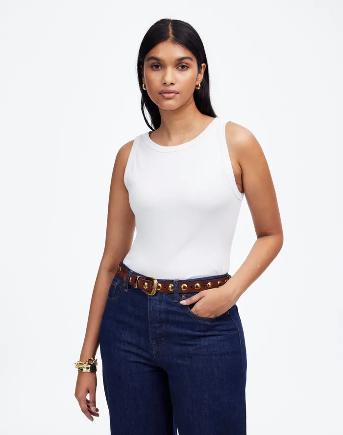 Women Tees Madewell Regenerative Cotton Ribbed High Neck Tank White