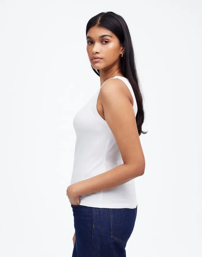 Women Tees Madewell Regenerative Cotton Ribbed High Neck Tank White