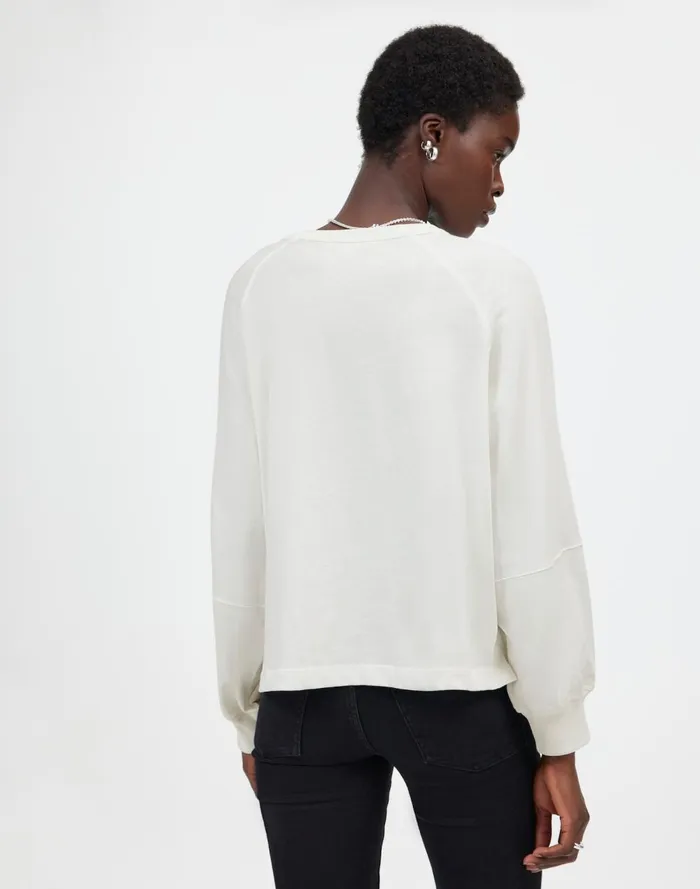 Women Tees Madewell Relaxed LongSleeve Raglan Tee Eyelet White