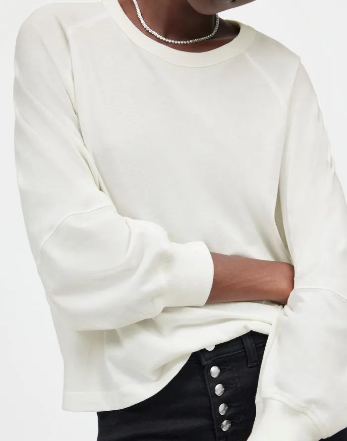 Women Tees Madewell Relaxed LongSleeve Raglan Tee Eyelet White