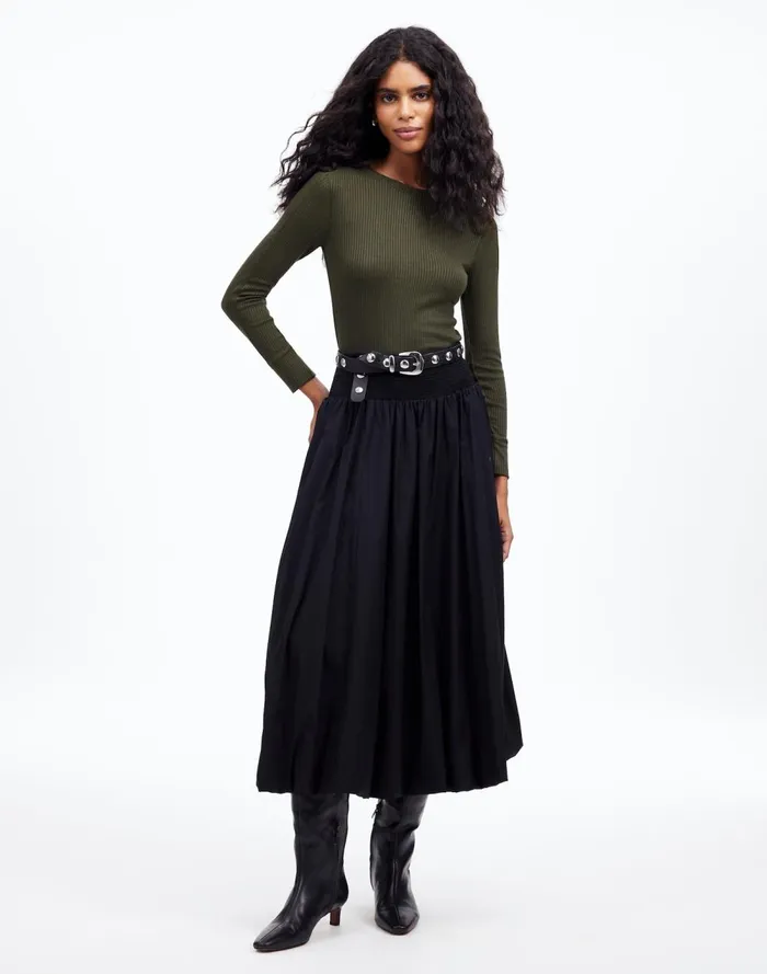 Women Tees Madewell Ribbed Crewneck LongSleeve Tee Mossy Umber