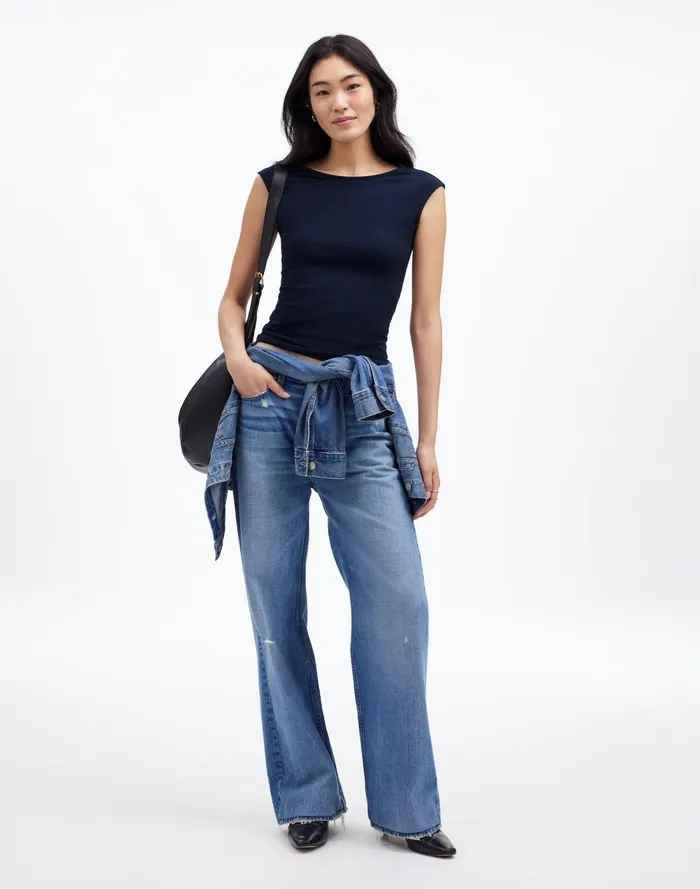 Women Tees Madewell Scoopneck CapSleeve Tee Deep Indigo