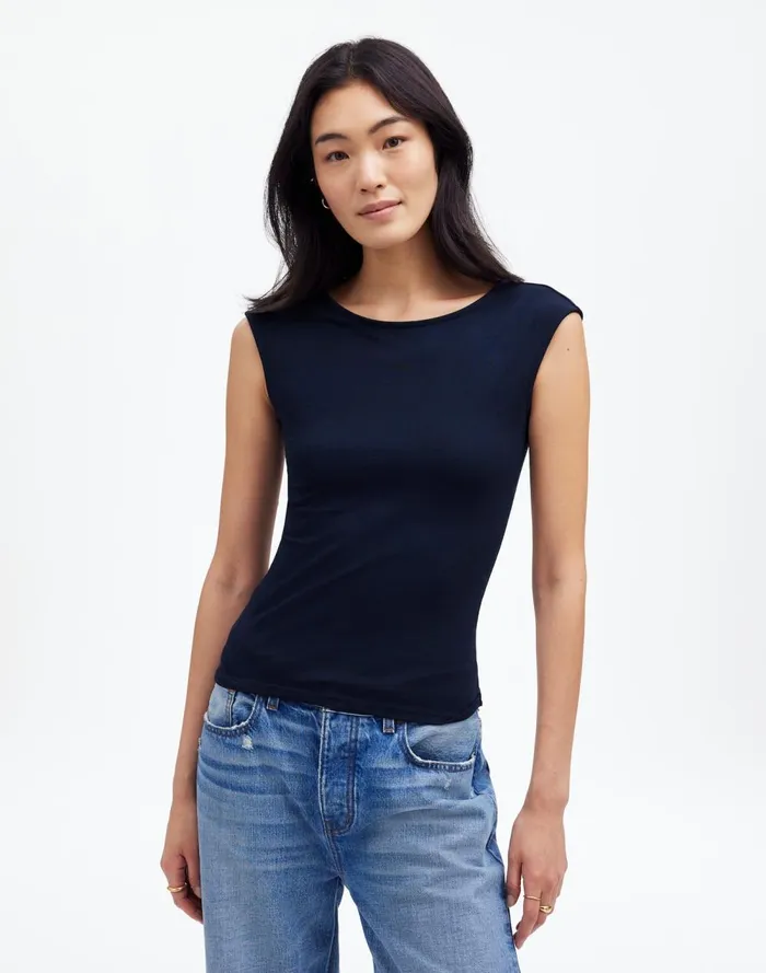 Women Tees Madewell Scoopneck CapSleeve Tee Deep Indigo