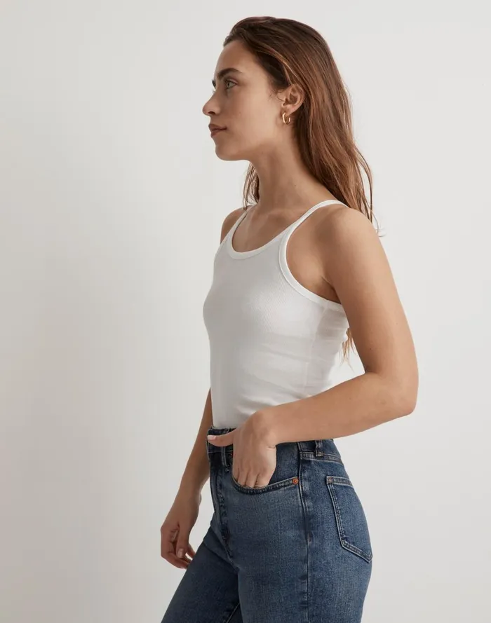 Women Tees Madewell Supima Rib 03990s Tank Eyelet White