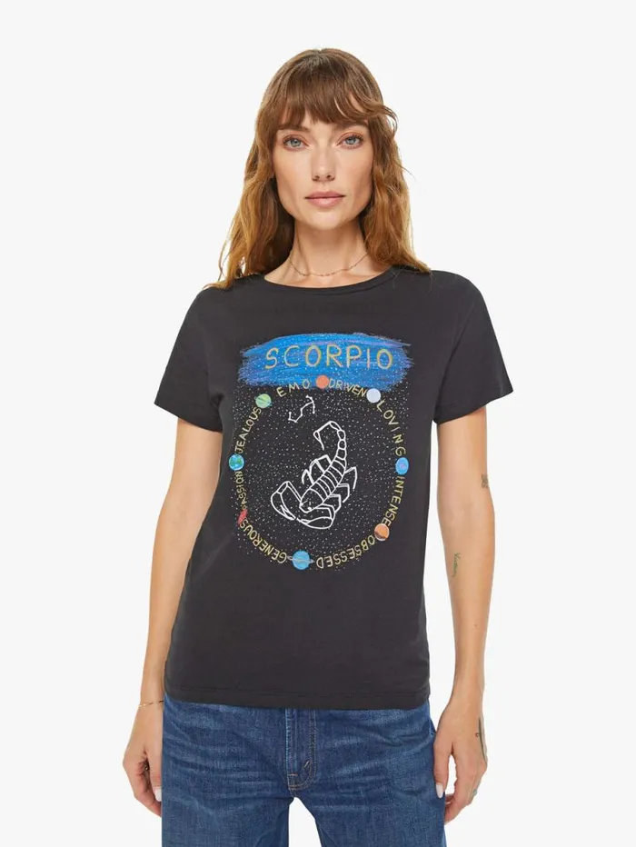 Women Tees Tanks Mother Denim Scorpio Zodiac Tee Black