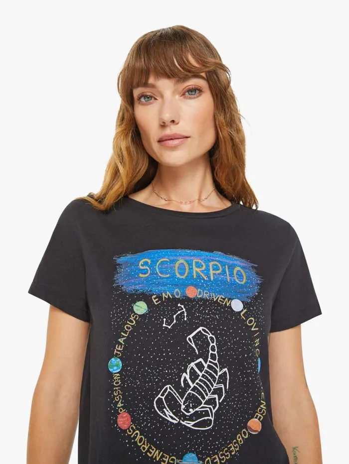 Women Tees Tanks Mother Denim Scorpio Zodiac Tee Black
