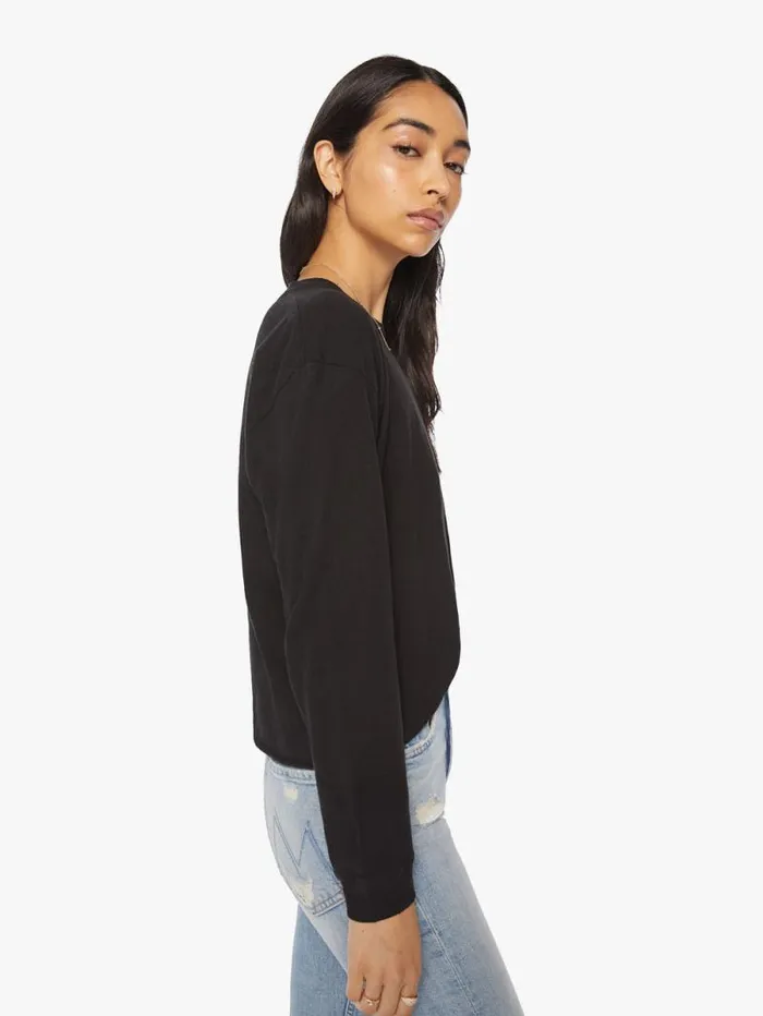 Women Tees Tanks Mother Denim The LS Slouchy Cut Off Black