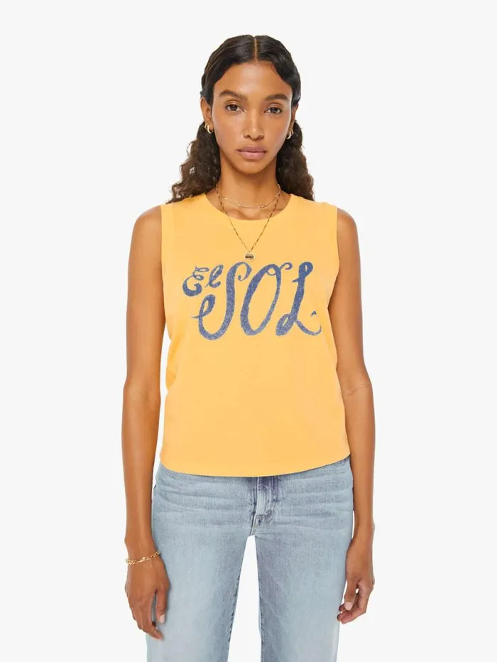Women Tees Tanks Mother Denim The Strong And Silent Type Yellow