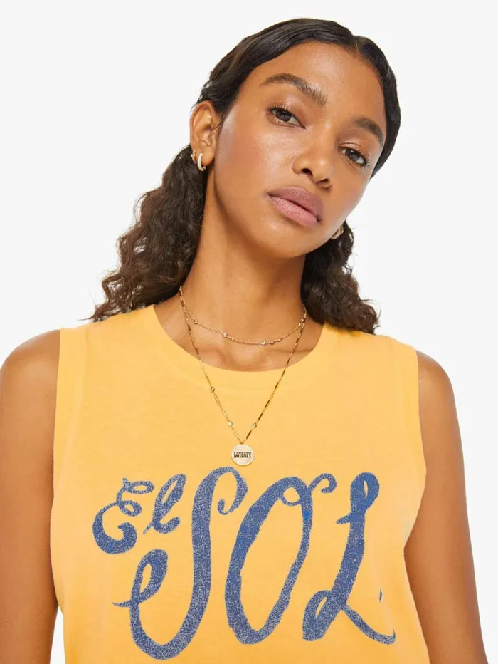 Women Tees Tanks Mother Denim The Strong And Silent Type Yellow
