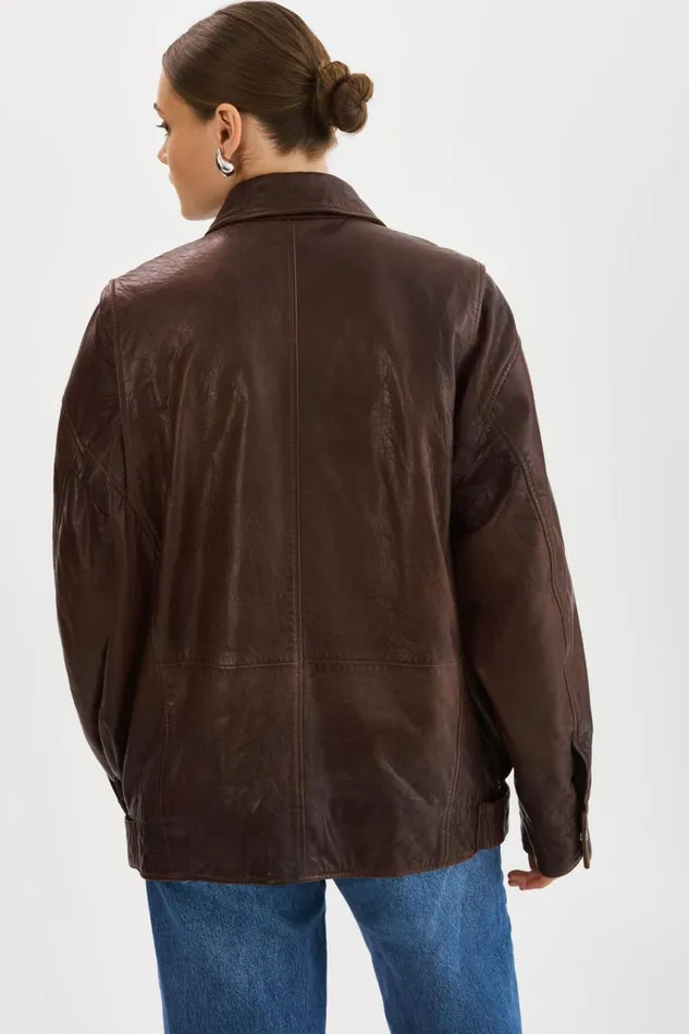Women THEIA Leather Bomber Jacket Dark Brown LAMARQUE Leather Jackets Women THEIA Leather Bomber Jacket Dark Brown LAMARQUE Leather Jackets