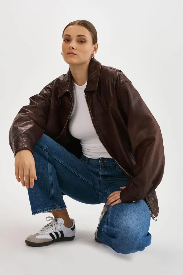 Women THEIA Leather Bomber Jacket Dark Brown LAMARQUE Leather Jackets Women THEIA Leather Bomber Jacket Dark Brown LAMARQUE Leather Jackets