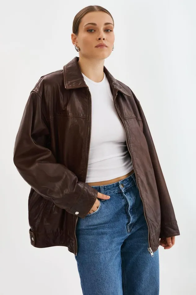 Women THEIA Leather Bomber Jacket Dark Brown LAMARQUE Leather Jackets Women THEIA Leather Bomber Jacket Dark Brown LAMARQUE Leather Jackets