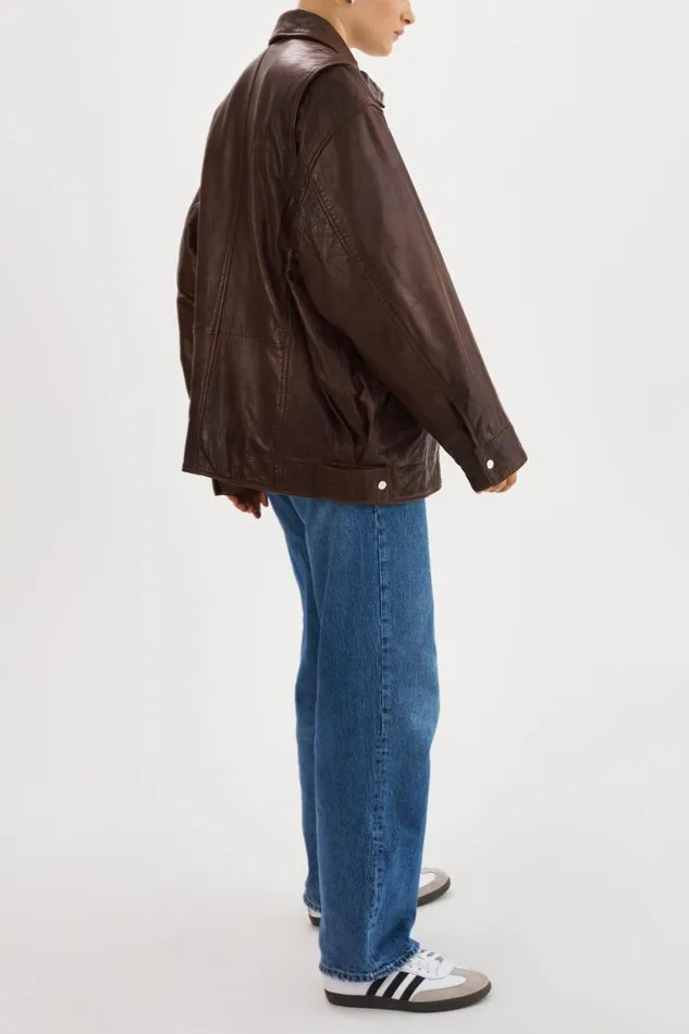 Women THEIA Leather Bomber Jacket Dark Brown LAMARQUE Leather Jackets Women THEIA Leather Bomber Jacket Dark Brown LAMARQUE Leather Jackets