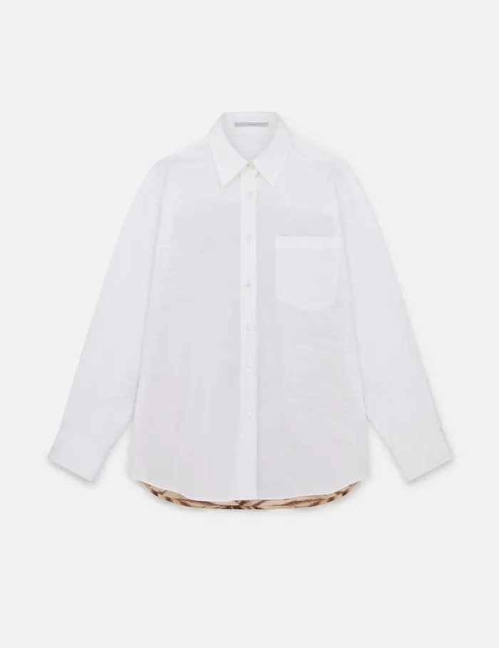 Women Tiger Print Panel Shirt Natural Tiger Print Stella McCartney Shirts And Tops