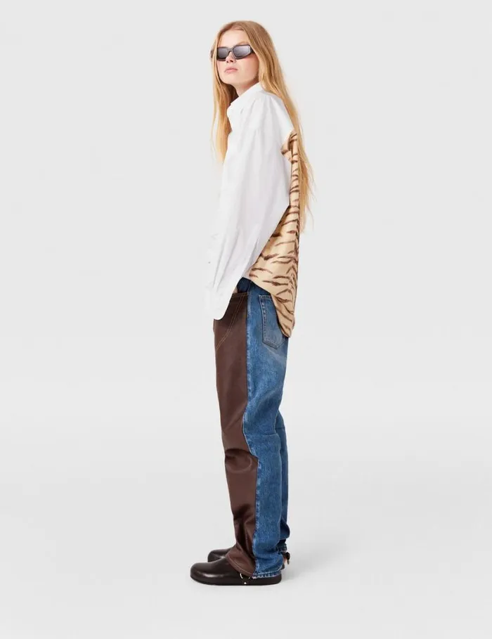 Women Tiger Print Panel Shirt Natural Tiger Print Stella McCartney Shirts And Tops
