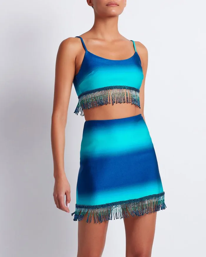Women Tops and Bodysuits PatBO OMBRE BEADED CROPPED TOP FINAL SALE High Tide